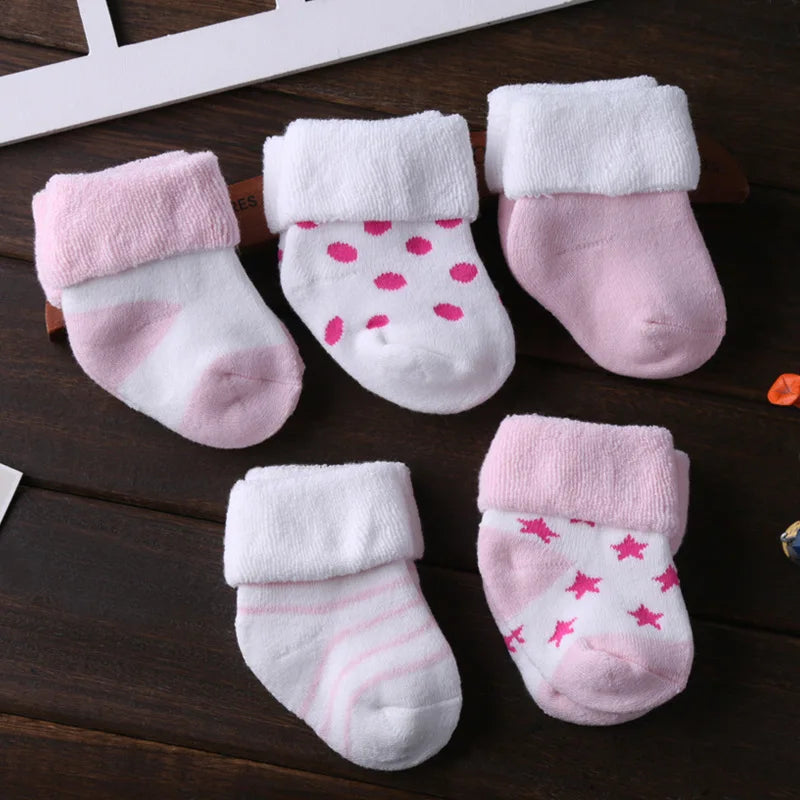 5Pairs Non-Skid Baby Socks Cotton