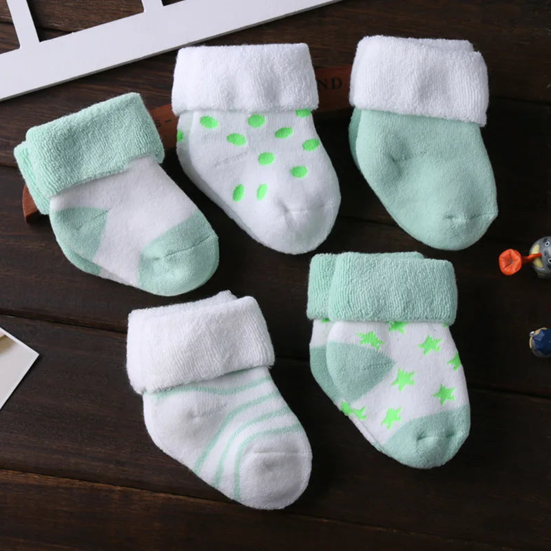 5Pairs Non-Skid Baby Socks Cotton