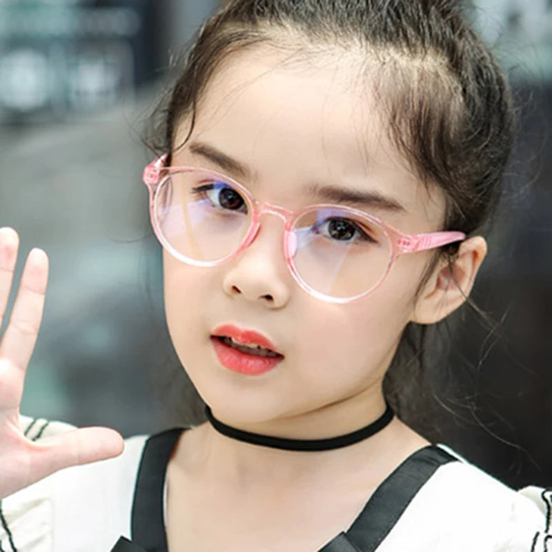 round frame anti blue light glasses