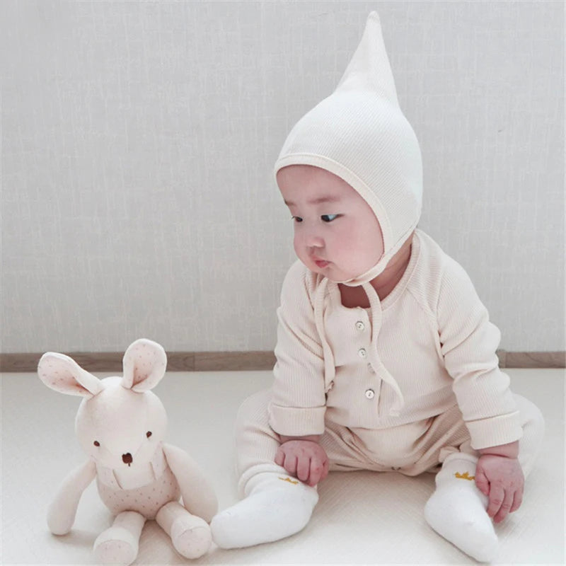 Baby Cotton solid colour Bodysuit+cap