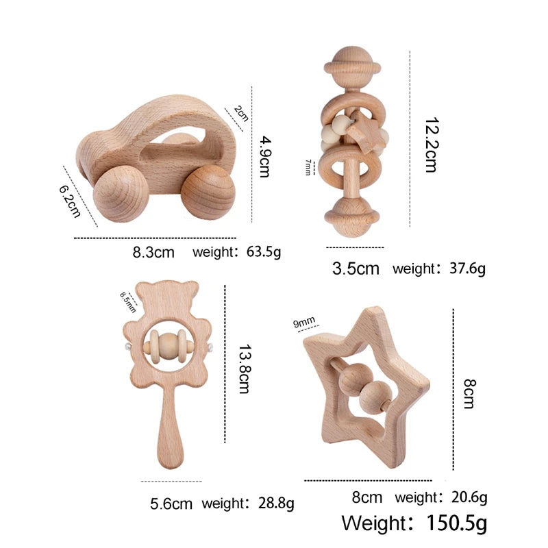 Baby Wooden Rattles Sets