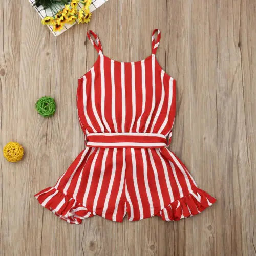 Girls Overalls Striped Bodysuits