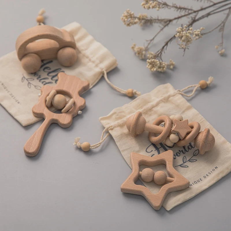 Baby Wooden Rattles Sets