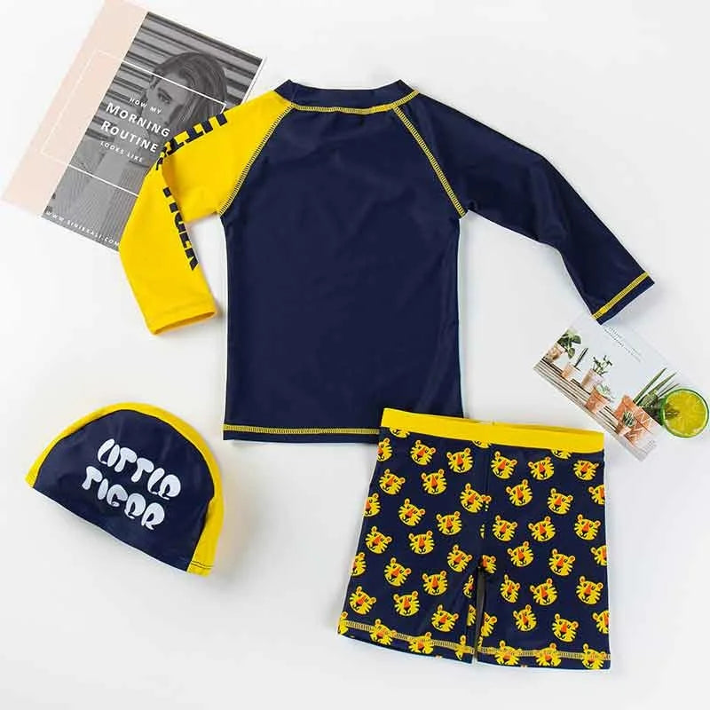 3 Pcs Kids Swimsuit Cartoon Tiger