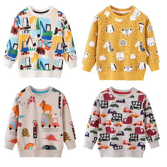 Animals Print Sweatshirts Cotton