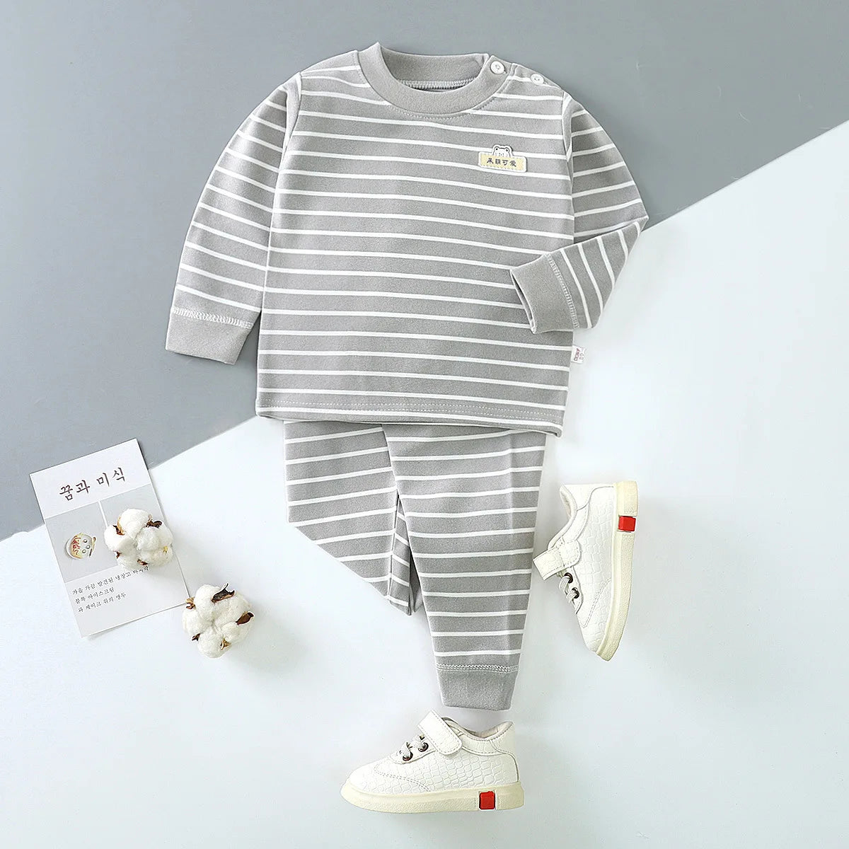 Striped Long Sleeve ONeck TShirt Set