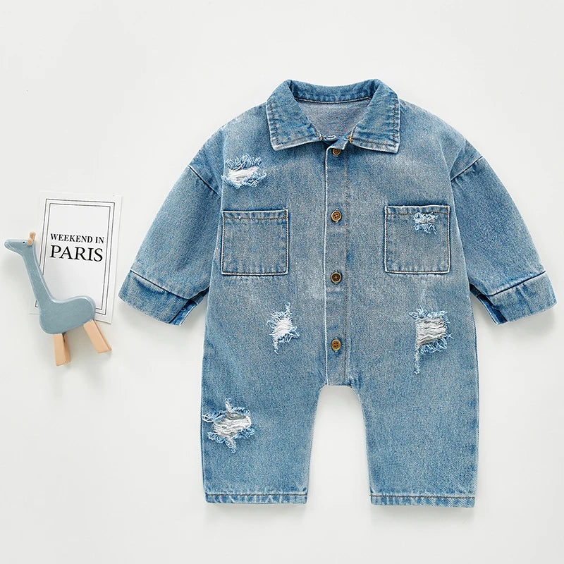 Boys Cotton Flexible Denim Jumpsuit