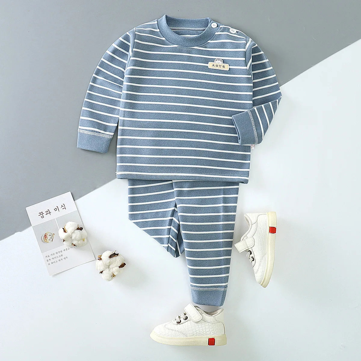 Striped Long Sleeve ONeck TShirt Set