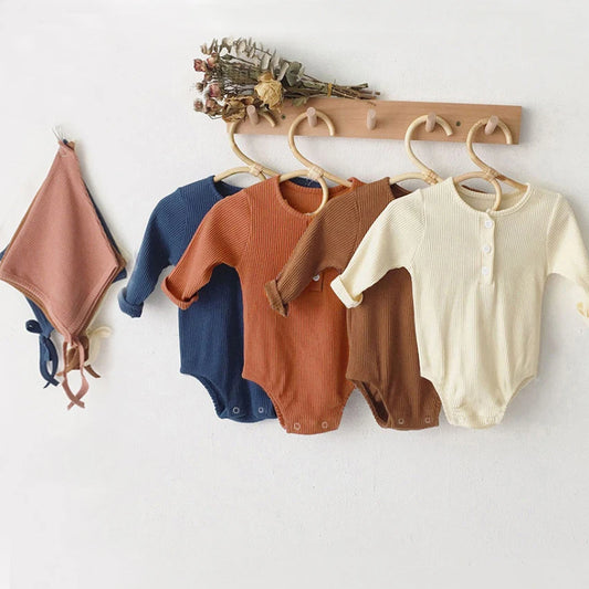 Baby Cotton solid colour Bodysuit+cap