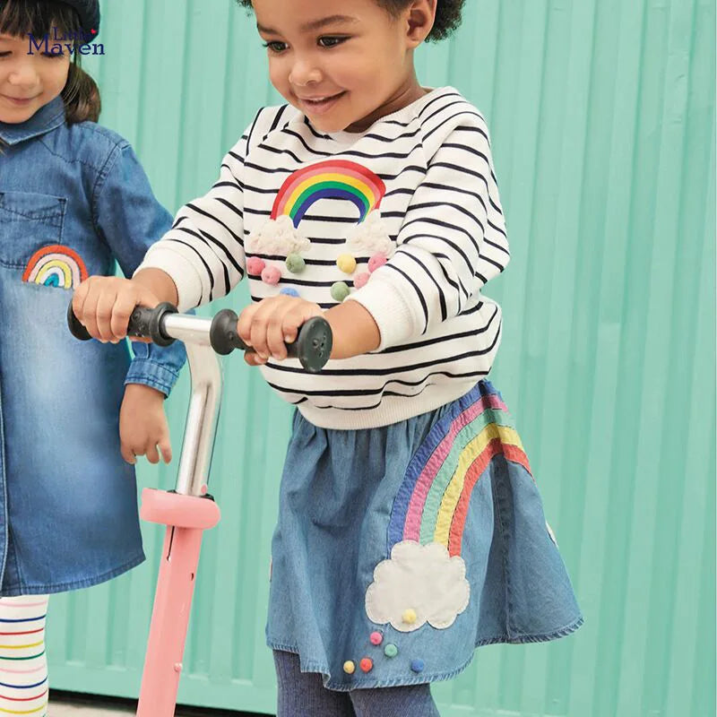 Girls Unicorn Denim Skirt