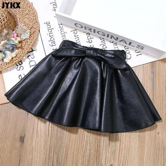 Girls Leather Pleated Skirts