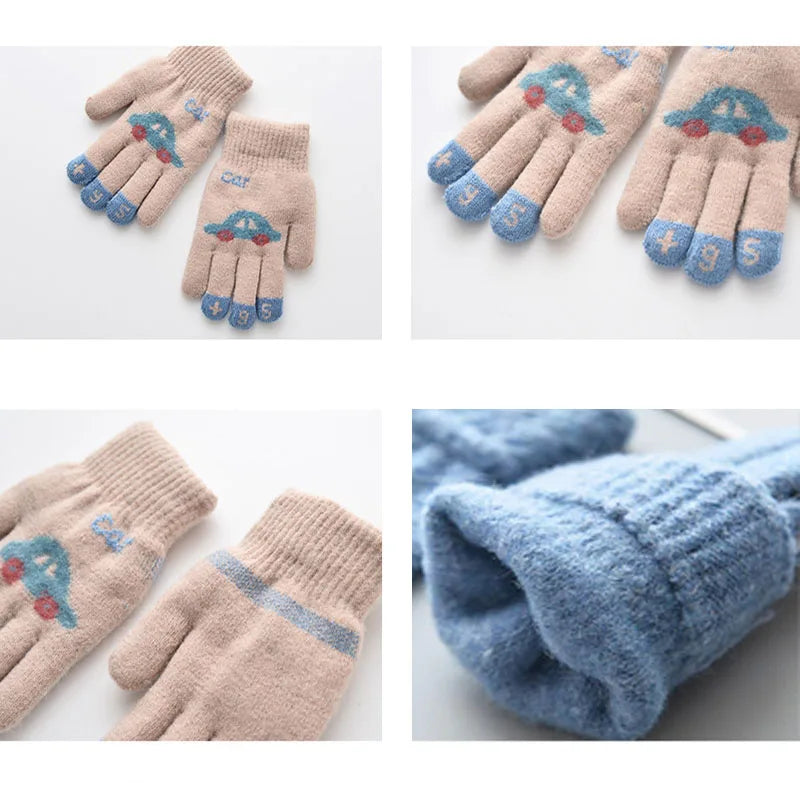 Children Gloves For 4-8 Years Knitted