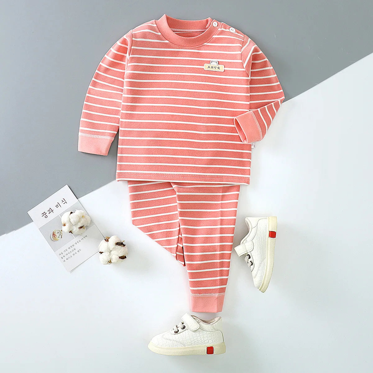 Striped Long Sleeve ONeck TShirt Set