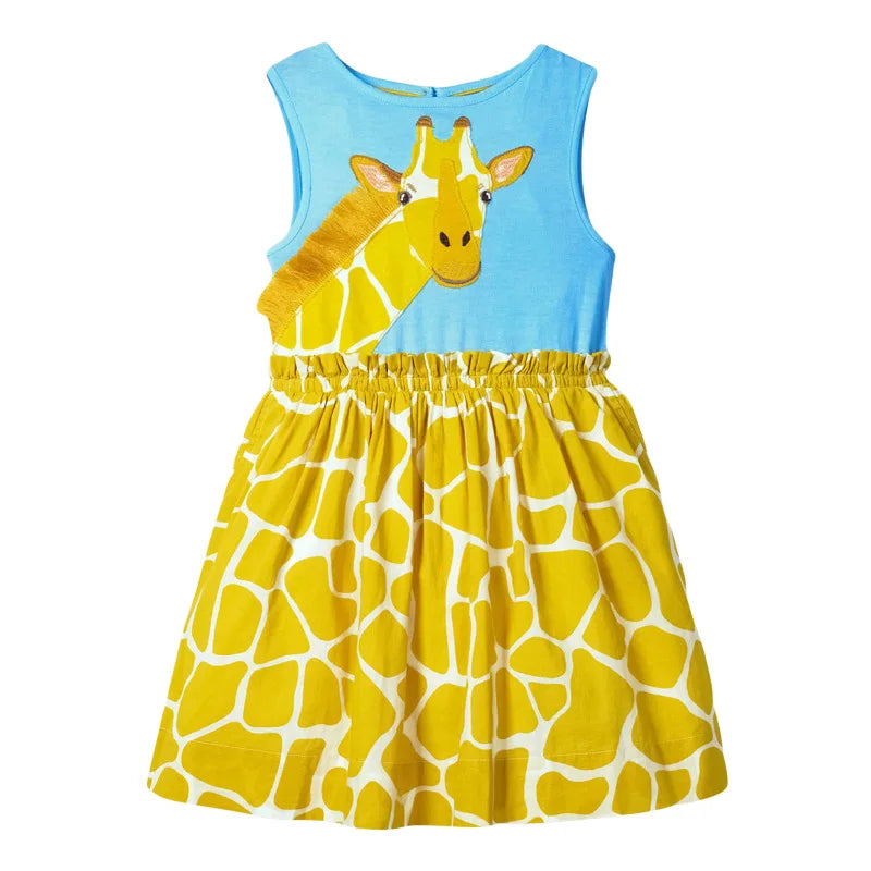 Cartoon Giraffe Summer Dress Cotton