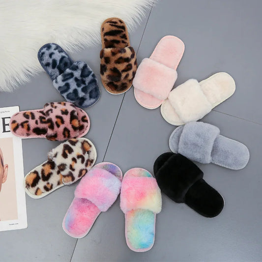 Kids Fur plush slippers Home