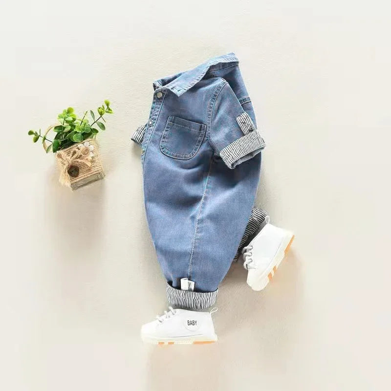 Denim Jumpsuits Long Sleeve Trousers