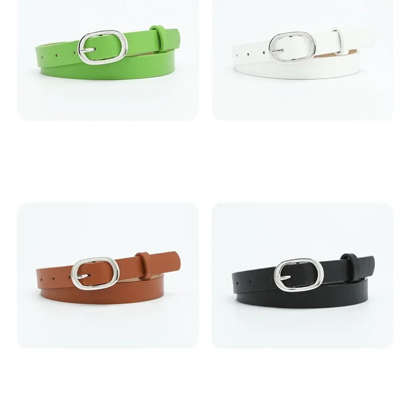 PU Leather Metal Round Buckle Belt