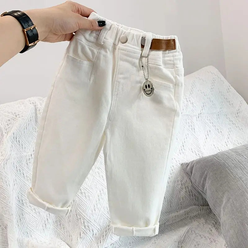 White bottom fold jeans