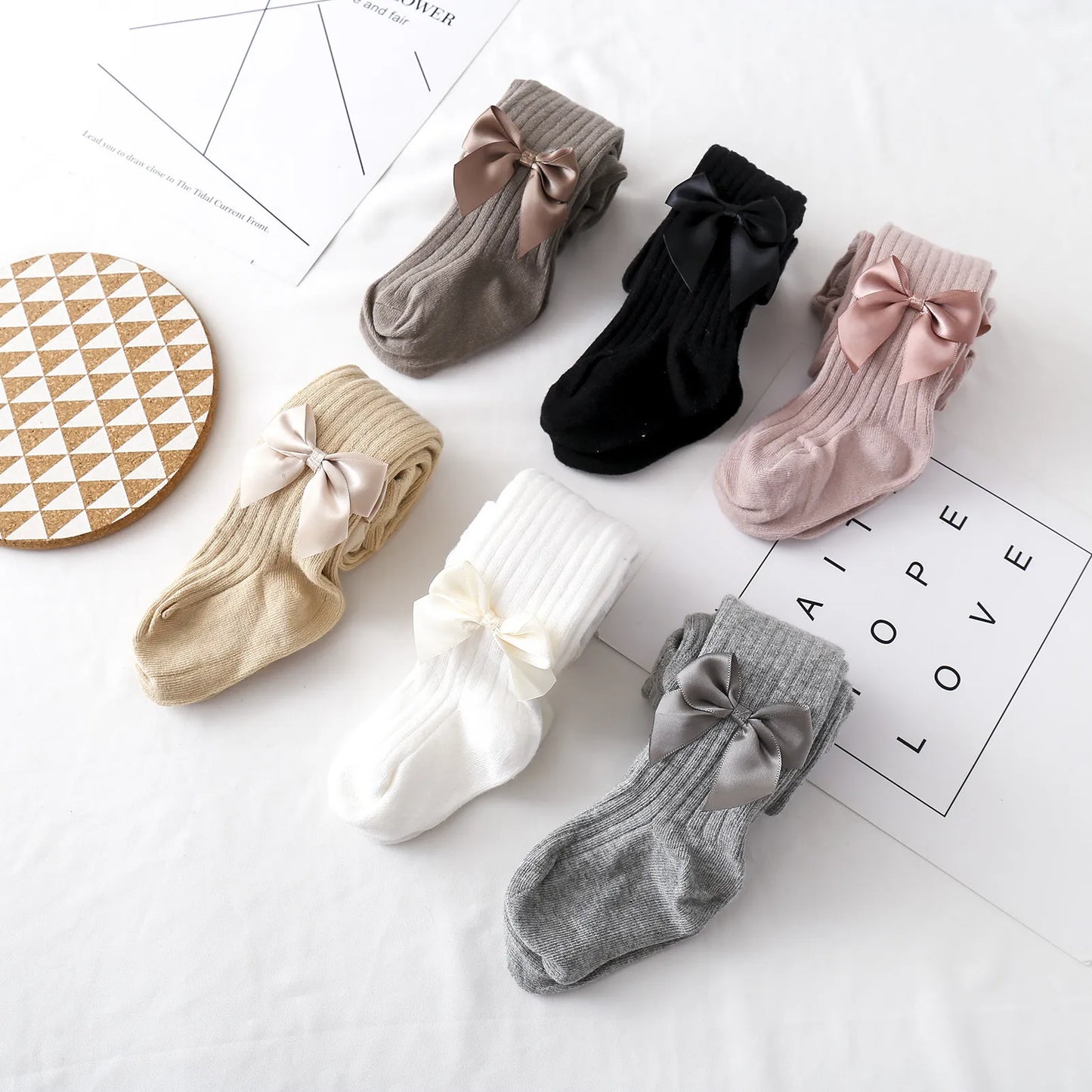 Children Cotton Tights Bowknot