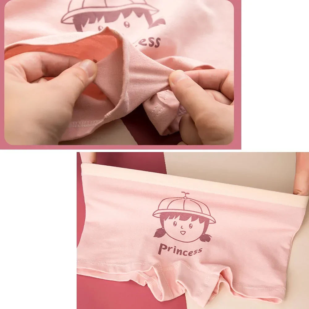 Girls 4 Pcs Underwear Cartoon Print