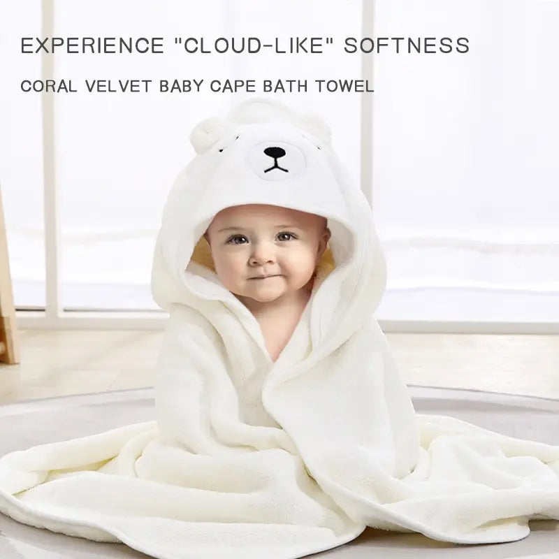 Soft baby bath towel with animal hood