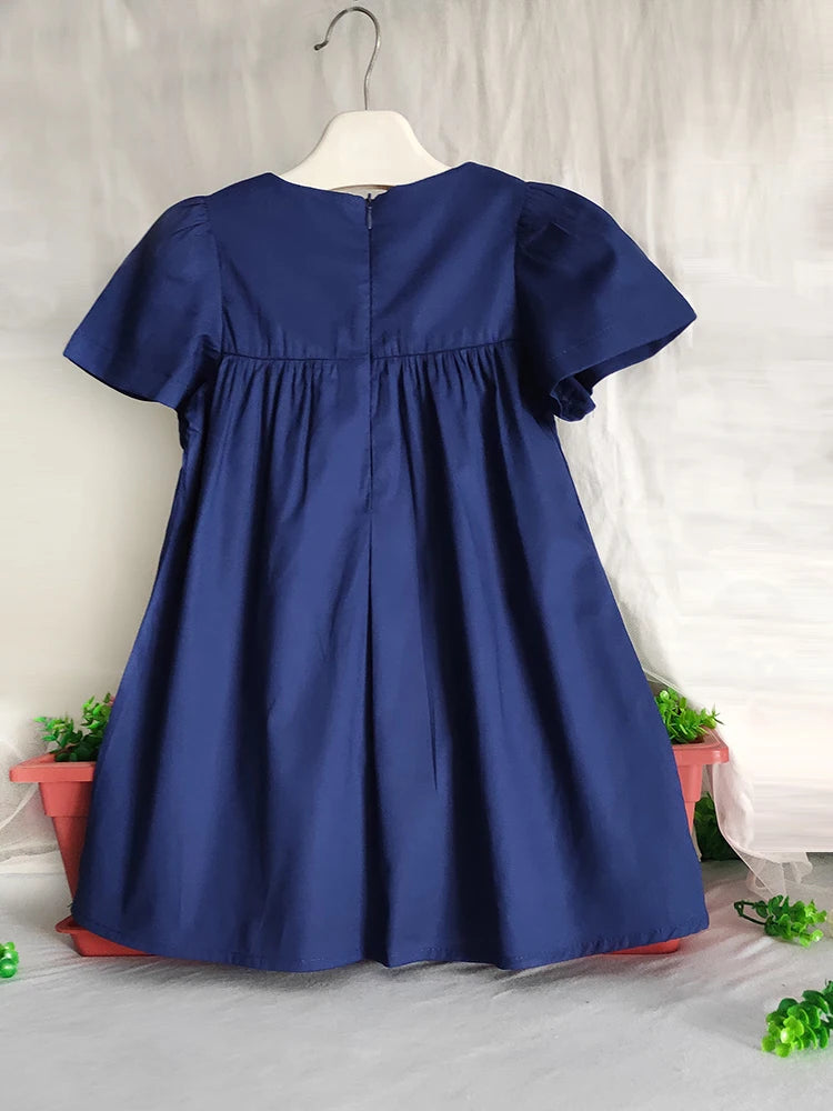 Short Sleeve Flowers Cotton Dress m