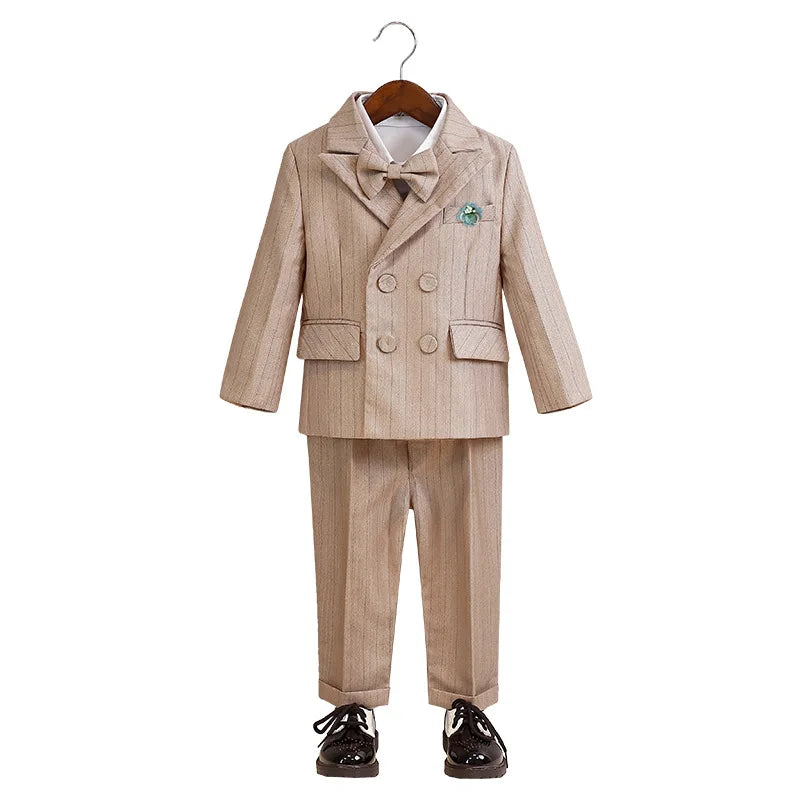 Children's Khaki Striped Suit Set Boy's