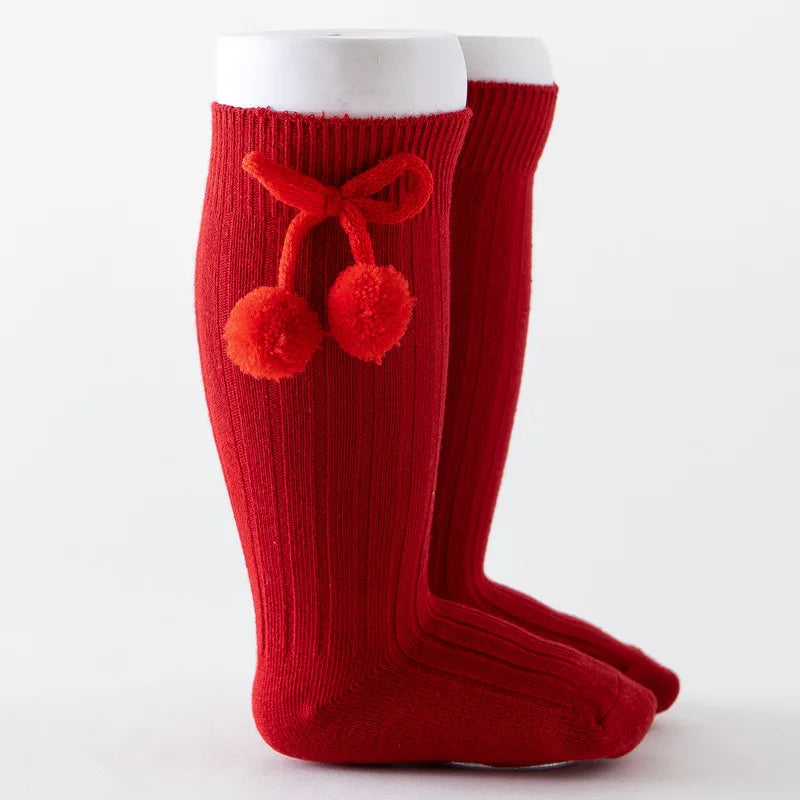 Baby Cherry Ball Knee High Socks