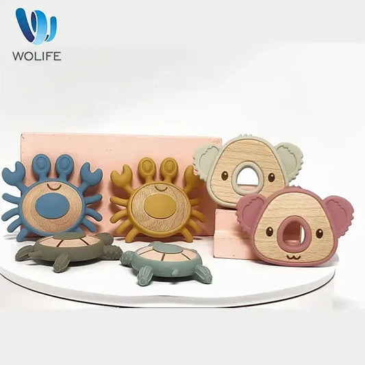 1PC Silicone Wooden Teether