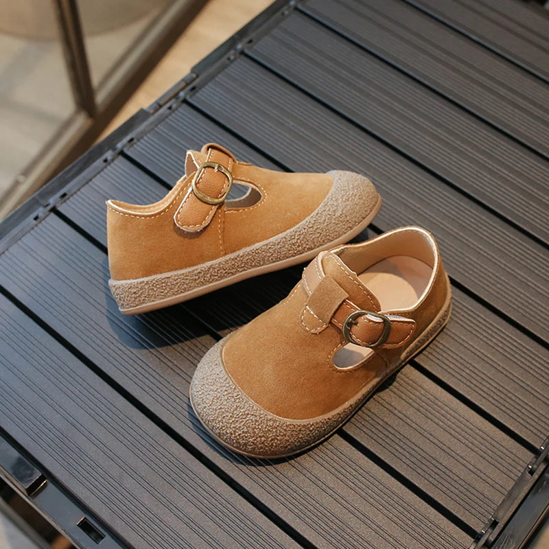 Children Leather Shoes T-strap