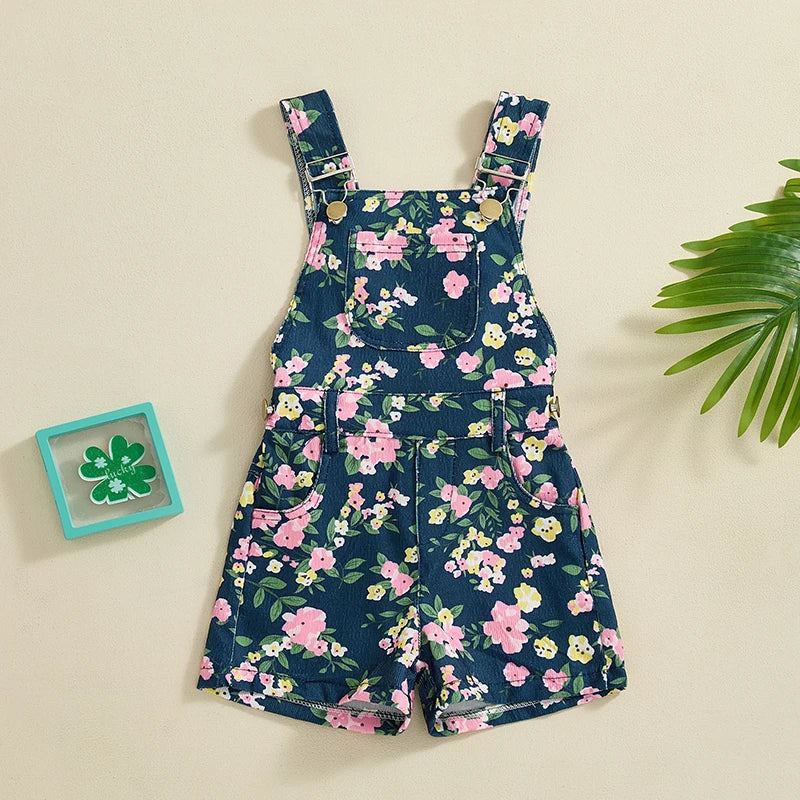 Sleeveless Floral Jumpsuit Belt Pocket