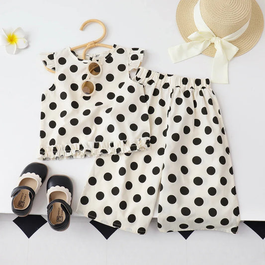 Polka Dot Wide Leg Pants Set