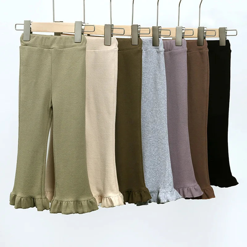 Girls Solid Elasticity Cotton pants