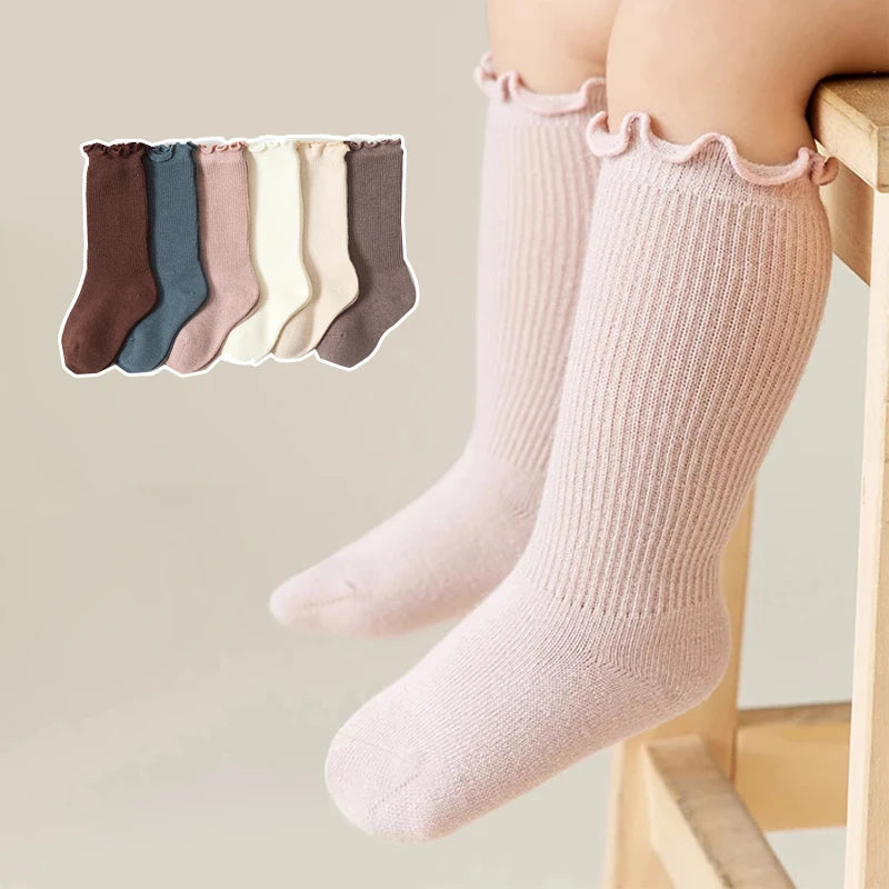 2Pair Toddler Ruffle Knee Socks