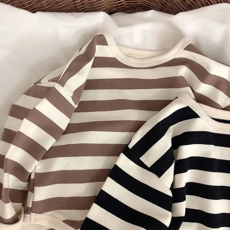 Striped Long Sleeves T-shirt Loose