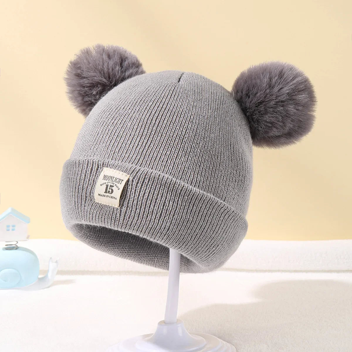 Wool Knitted Bonnet Pompom Beanie