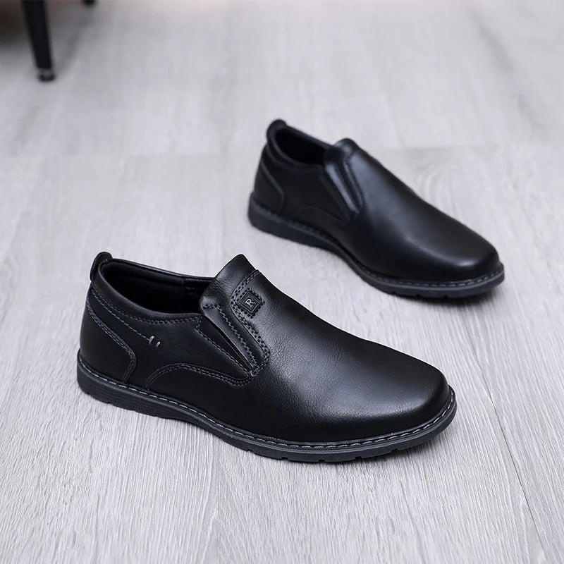 Children Black Leather Shoes