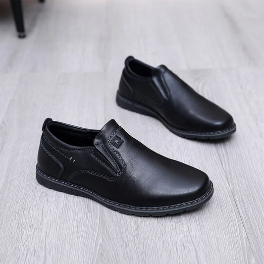 Children Black Leather Shoes