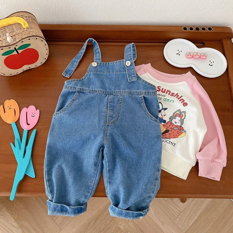 Kids Suspender Pant Jeans Outwear