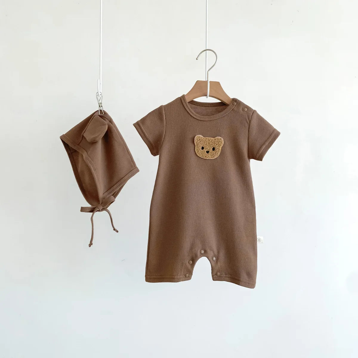 Short Sleeve Bear Cotton Hat jumpsuit