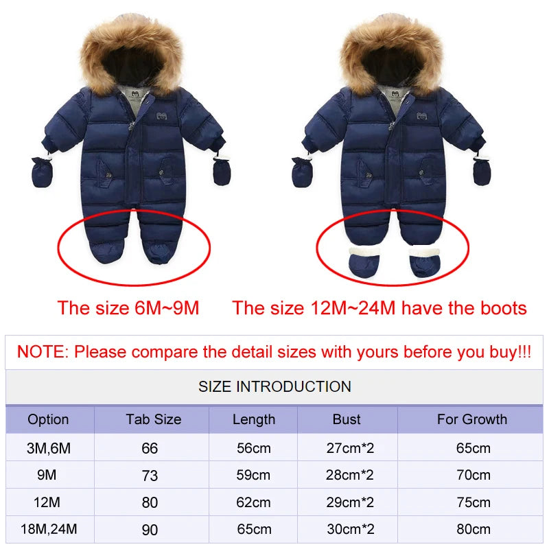 Thick Warm Hooded Fleece Snowsuit