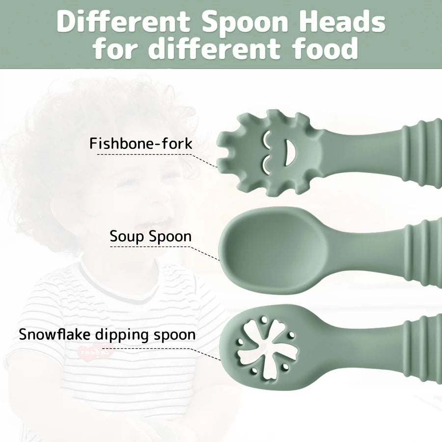 3PCS Learning Spoons Utensils Set