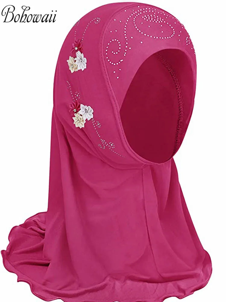 Girls Muslim Instant Floral Scarfs