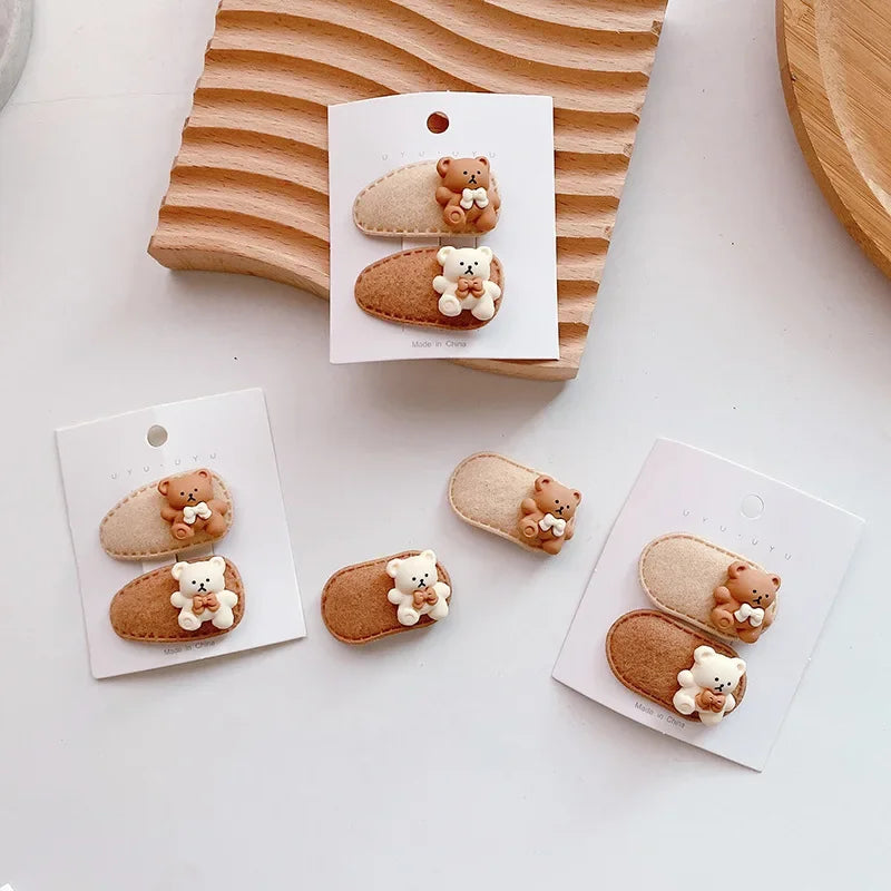 2pcs/Coffee Color Hair Bear clips