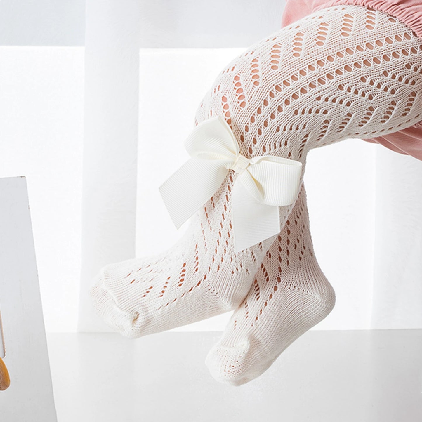 Girls Fall stocking Cable Knit bow