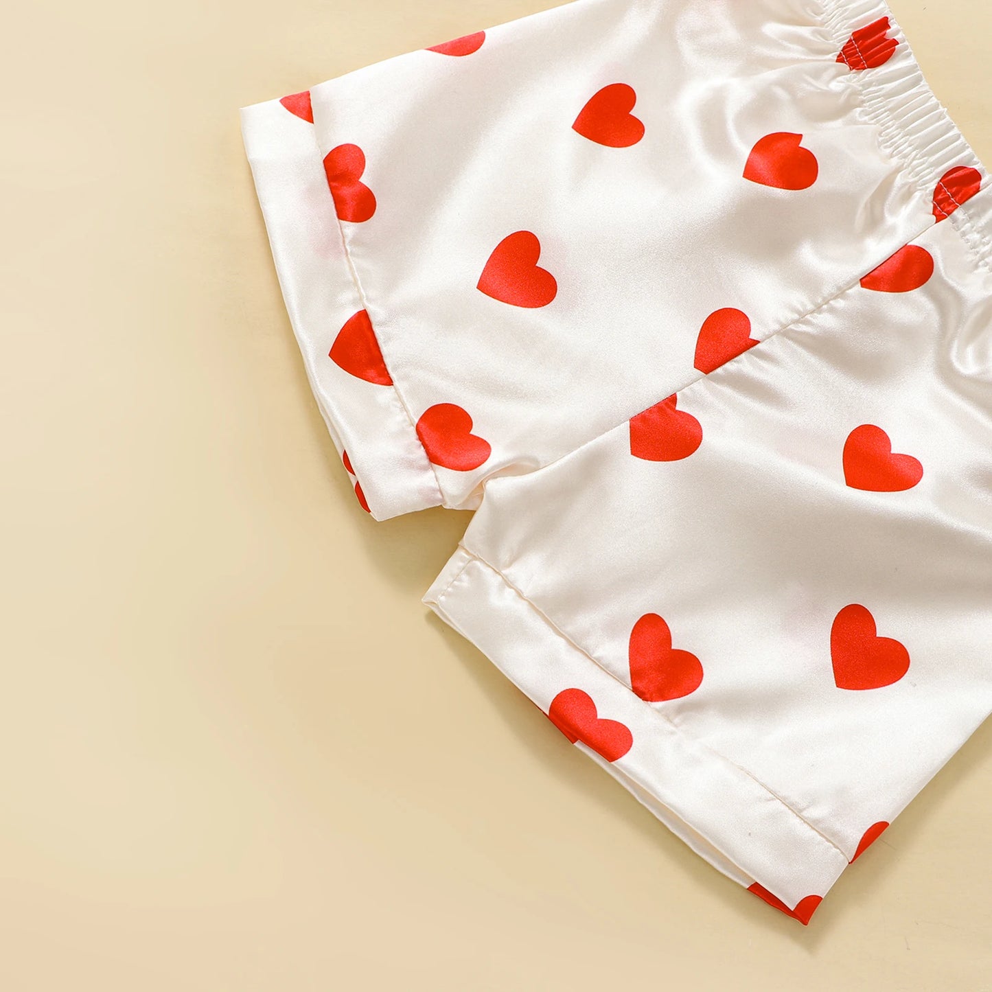 Heart Print Short Sleeve Tops Shorts