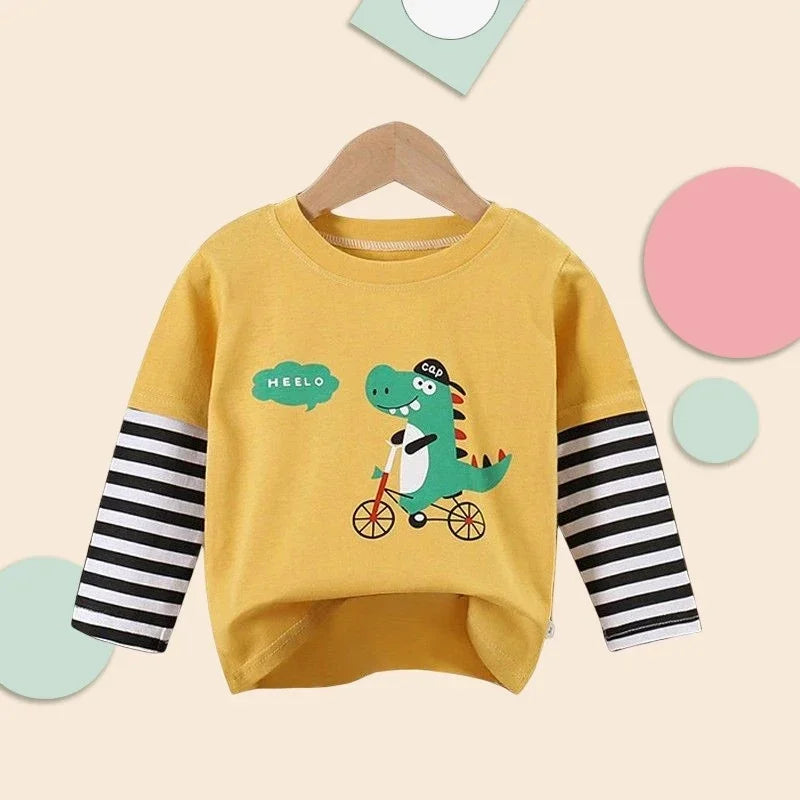 Boys print striped sleeve T-Shirt