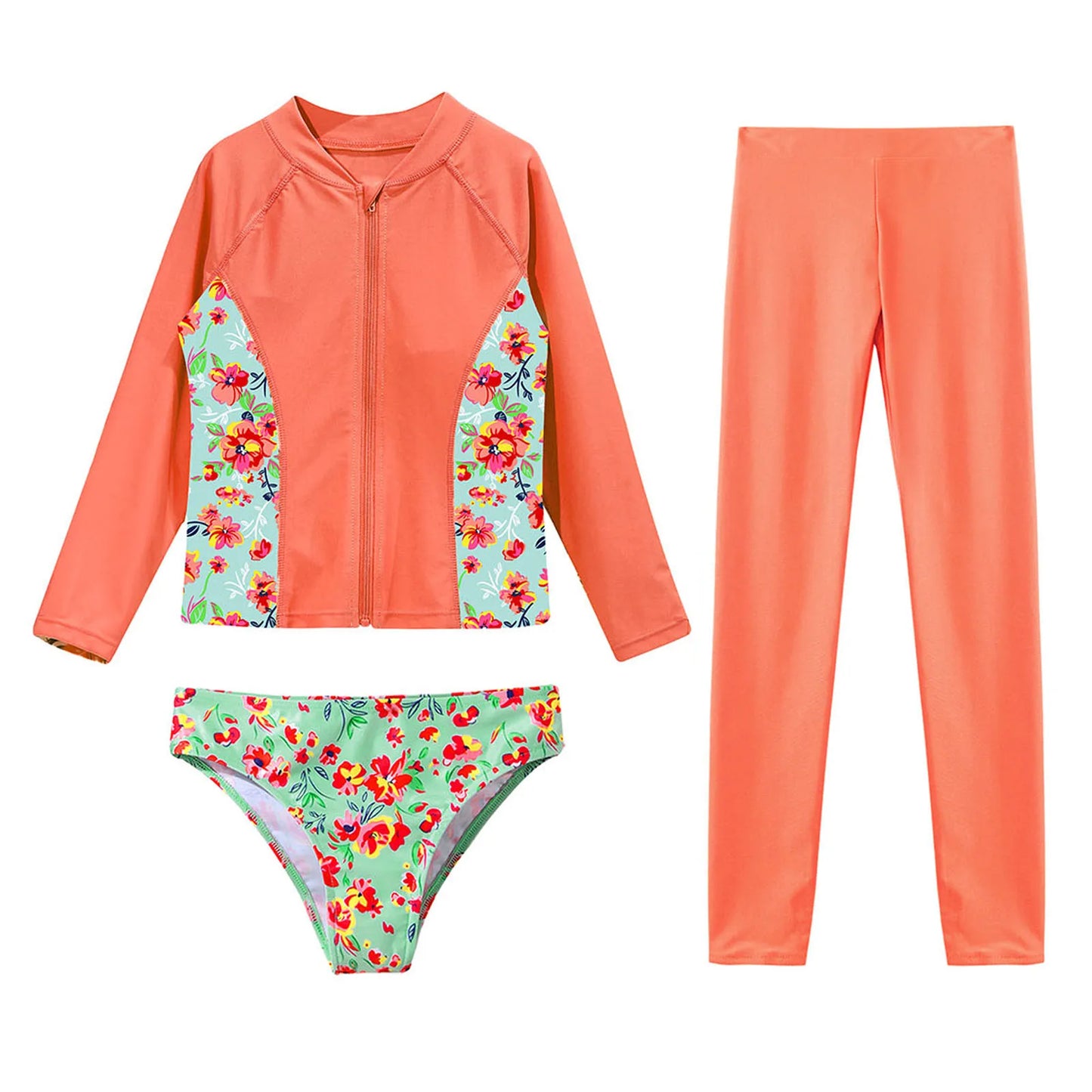 Print Suit Zipper Top with Briefs Pants