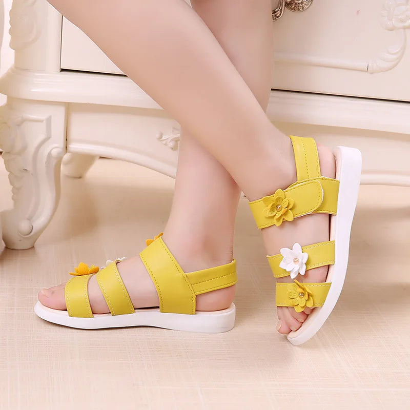 Girls Sandals Gladiator Flowers Soft