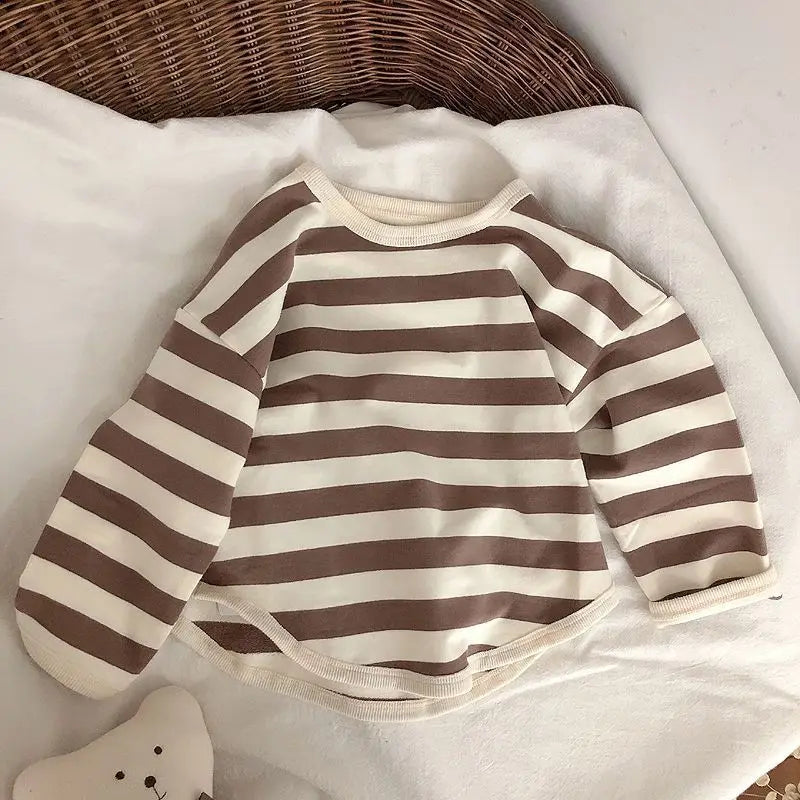 Striped Long Sleeves T-shirt Loose